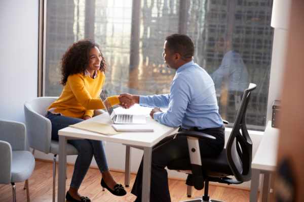 Client shaking hands