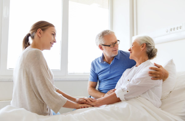 Daughter with parents in hospital